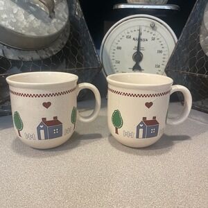Vintage International Habersham Farmhouse Stoneware Coffee Tea Mugs Set Of 2